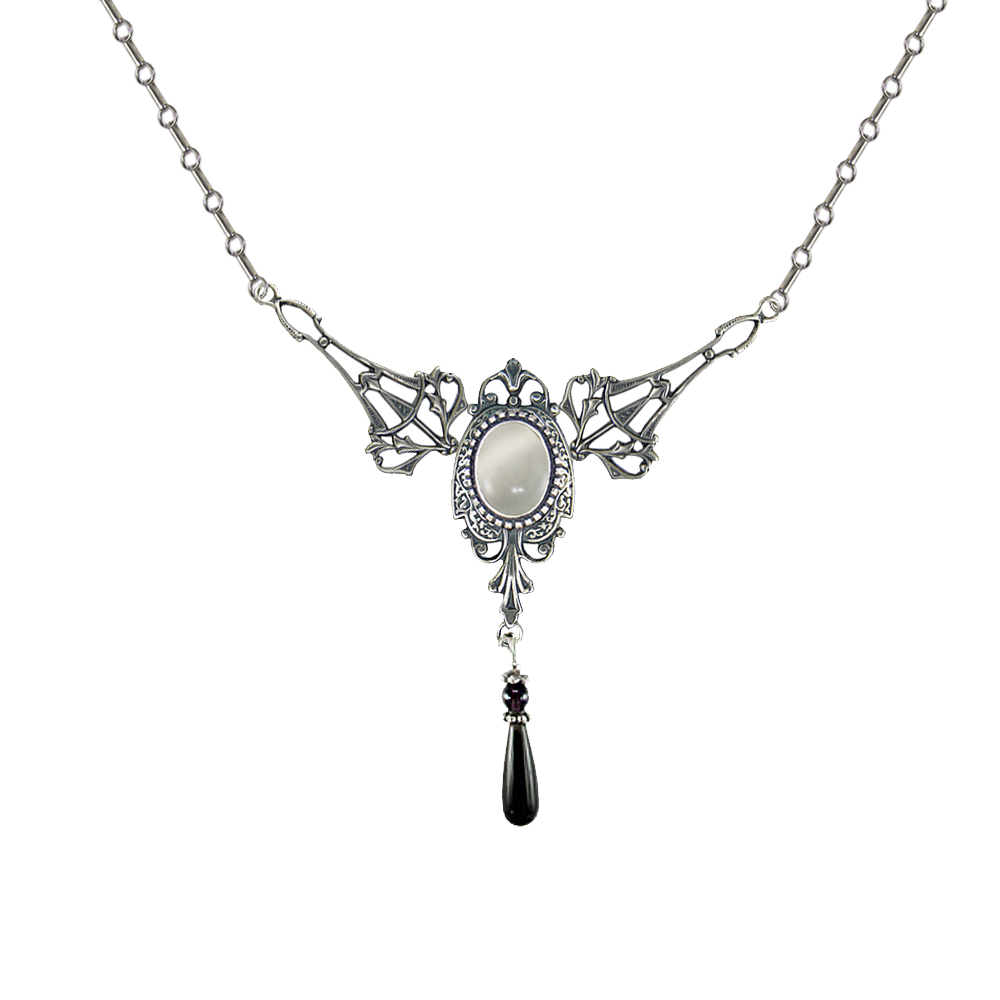 Sterling Silver Victorian Necklace With White Moonstone